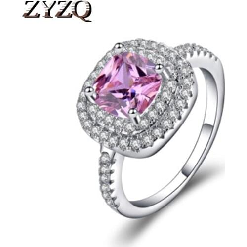 ZYZQ Classic Vintage Bridal Rings With Micro Paved Silver Plated Luxury Wedding Engagement Rings With Clear Cubic Zircon Stone