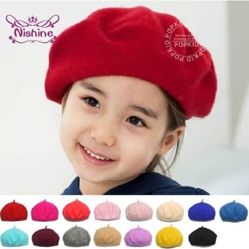 Nishine Baby Children Stretch Beret Hats Retro Wool infant newborn Caps British Style kids girls Bonnet Photo Props