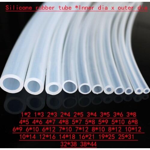 Silicone rubber tube 6x8 6x9 6x10 6x12 7x10 7x12 8x10 8x12 10x12 10x14 12x16 14x18mm transparent clear pipe silica hose plumbing