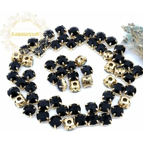 3mm 4mm 5mm 6mm 7mm 8mm Black Diamond shape Glass Crystal rhinestones with gold claw Diy wedding dress accessories