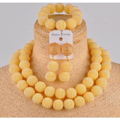 Beige gold simulated pearl Europe and America African bridal party wedding jewelry sets ZZ02