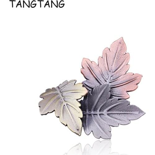 TANGTANG Leaves Brooch For Men And Women 3 Colors Plating Mixed Metal Brooch Pin Original Unique Design Jewelry Leaf Pins FB266