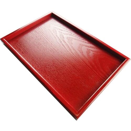 Red Solid Wood Plate Rectangle Tea Tray Dessert Plate Hotel Supplies 30x20x2cm