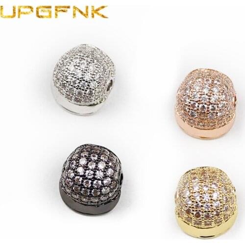 UPGFNK wholesale CZ Baseball cap Copper Spacer beads Micro Pave Zircon Charm Loose beads Jewelry making DIY bracelet Accessories