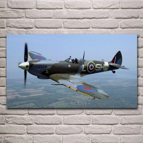 Military Supermarine Spitfire aircraft retro fighter living room decoration home wall art decor wood frame fabric posters KF770