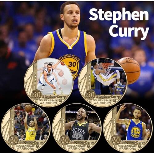 WR Basketball Wardell Stephen Curry Gold Plated Coin Collectibles Sports Original Coin Set Souvenir Gifts for Man Dropshipping