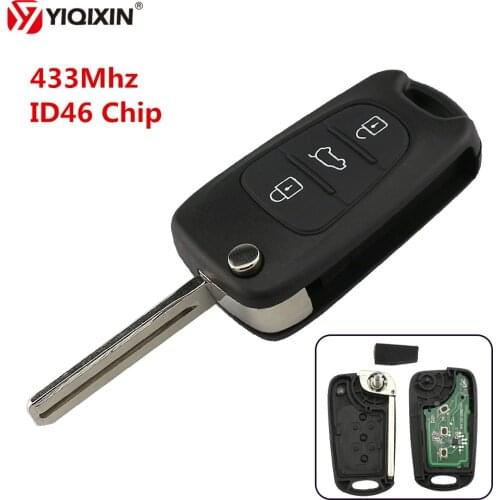 YIQIXIN 3 Button Flip key Folding Remote Car key 433Mhz ID46 Transponder Chip For Hyundai i30 ix35 Elantra 2009-2015 Key Remote