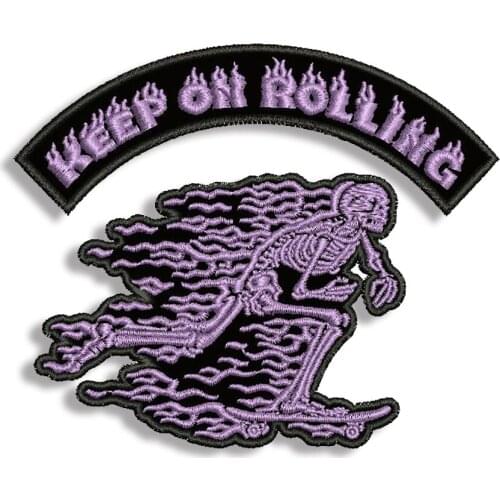 Purple skull Embroidery Patch Funny Punk Hippie Clothes Rock Embroidered Biker Motorcycle Iron on Patches for Vest Hat Jeans
