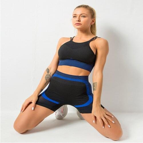Woman Fitness Yoga Wear Seamless 2PCS Bra Shorts Sportsuit Workout Outfit Fitness Gym Sets