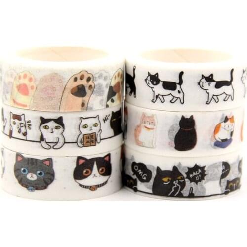 1PC 15MM*5M Cute Kawaii Adorable Cat Adhesive Paper Washi Tape Masking Tape DIY Scrapbooking Stick Label