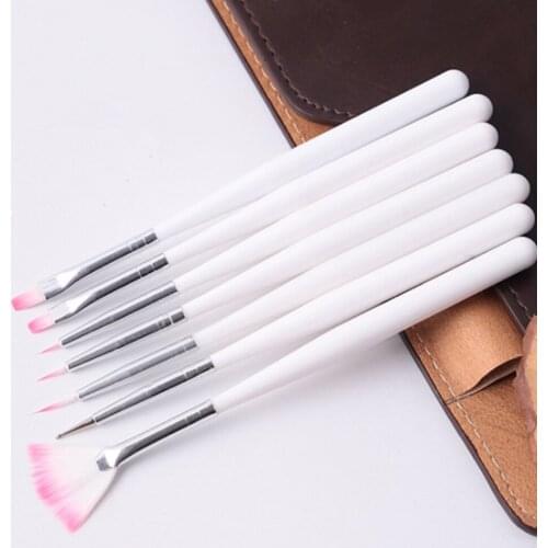 10Set X 7pcs Nail Brush Set Nail Art Design Brushes Gel Painting Draw Pen Polish White Handle Dropshipping