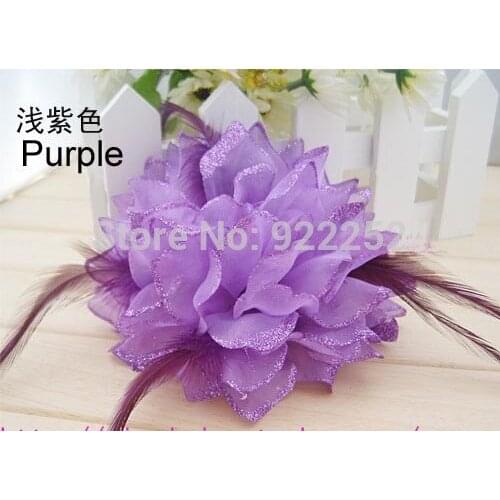 15CM silk roses heads feather with clip,Elastic cord,floral head wreath,christmas headband,wrist corsages,decoration accessories