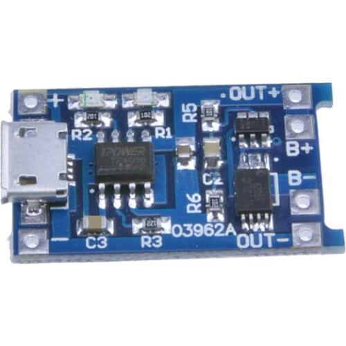 2PCS Blue 5V Micro USB 1A 18650 Lithium Battery Charging Board Converter Module Overdischarge Protection Power Charging Board