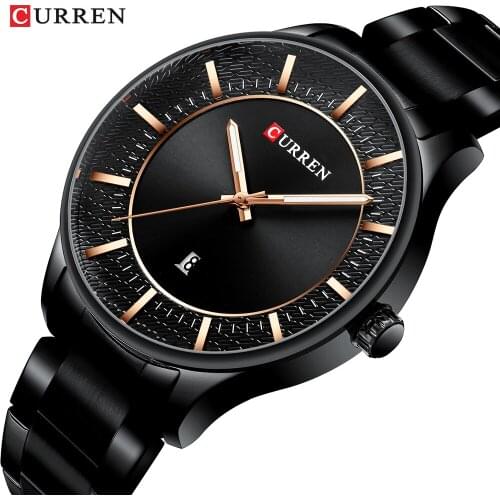 2019 CURREN Mens Quartz Watches Simple Fashion Casual Dress Steel Wrist Watches for Men Dropshipping Black Date relojes hombre