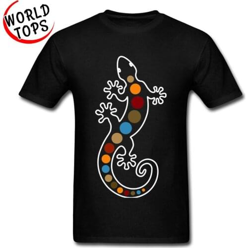 Australian Gecko Art Geometric Pattern T Shirt Mens Faddish Street Tshirt Funny Gekkonidae Reptilian Animal Black Tops Tees