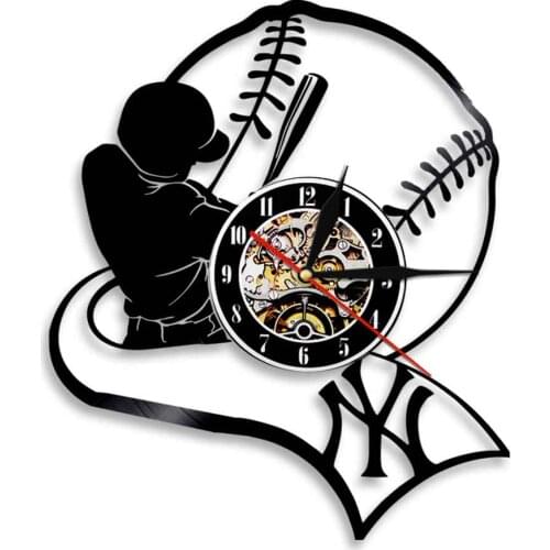 Baseball Decorative Vinyl Clock 12" Sport LED Lighting Wall Clock Decor Vinyl Record Art Decor Laser Cut Handicraft art