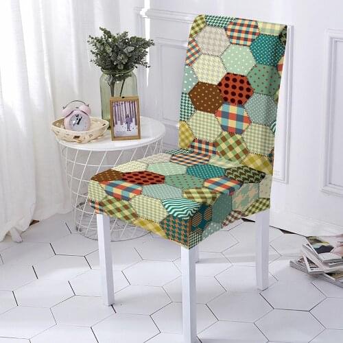 Plaid Spandex Stretch Dining Chair Cover Elastic Seat Covers Office Chair Slipcovers Restaurant Wedding Banquet Hotel 1/2/4/6PCS