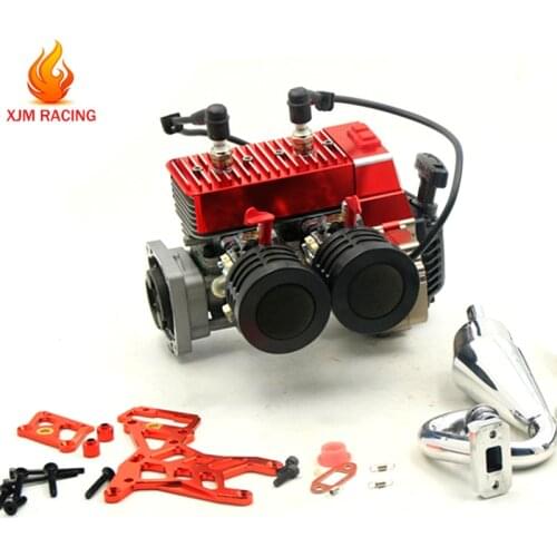 60CC Engine Two Cylinders with Rear Upper Plate & Exhaust Pipe /Set for 1/5 Hpi Rovan Baja Losi KM Mcd Gtb Fg Ddt Fid Racing