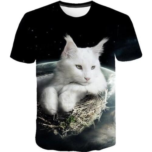 3D Cat Printed T Shirt Men/Women Summer Funny Short Sleeve Tops Casual O-Neck Animal Tee Shirt Cat Streetwear T-shirt