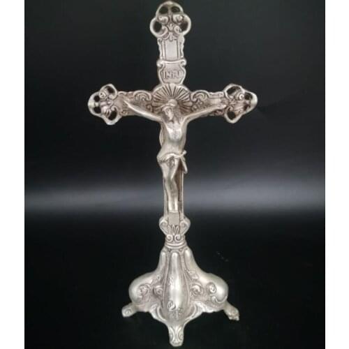 China White copper Jesus cross crafts statue