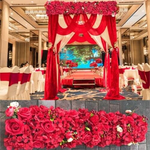 Red Wedding Pavillion artificial flower strips Wedding canopy flower decoration Wedding Supply 3M x 24cm