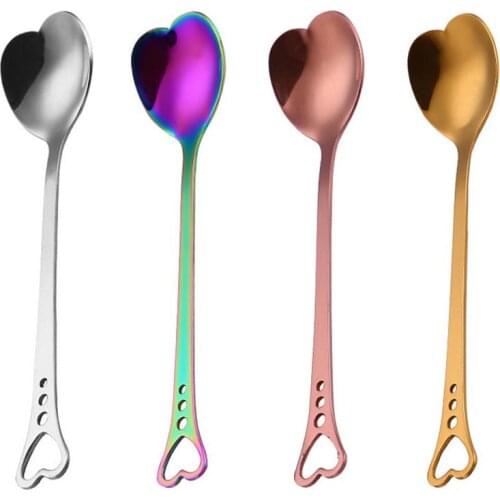 304 Stainless Steel Spoon Hollow Heart Shaped Coffee Kitchenware for Kitchen Coffee Yogurt Honey Spoons