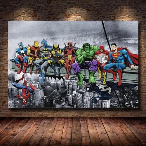 Marvel Avengers Superhero Paintings Canvas Painting Funny Movie Poster and Print Cuadros Wall Art Picture Kids Room Home Decor