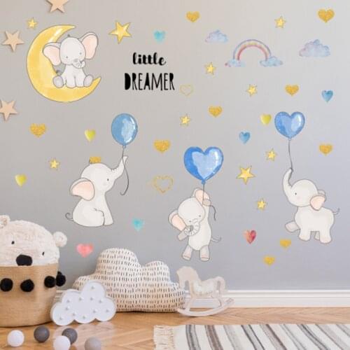 Cartoon small elephant balloon wall paste children room living room bedroom background decoration wall sticker