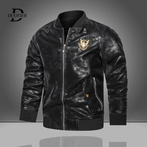 Mens Fashion Leather Jacket Stand Collar Motorcycle Jackets Autumn Winter Casual Coat Mens PU Faux Leather Jacket Streetwear