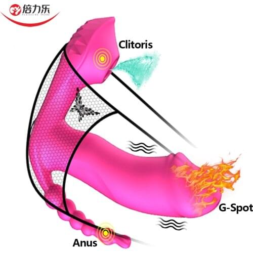 Heating Tongue Sucking Clitoris Vibrator Wearable Dildo G-Spot Stimulate Massager Anal Butt Plug Masturbator Sex Toys For Women