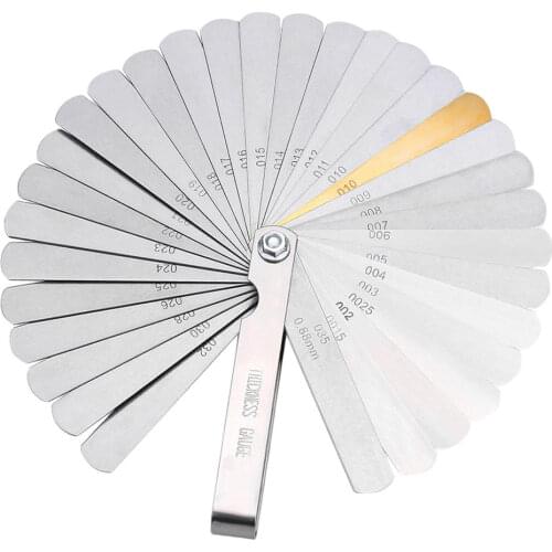 Stainless Steel 32 Blade Leaf Feeler Gauge Set Stainless Metric Gap Measure Feeler Guitar Gauge Feeler Tool