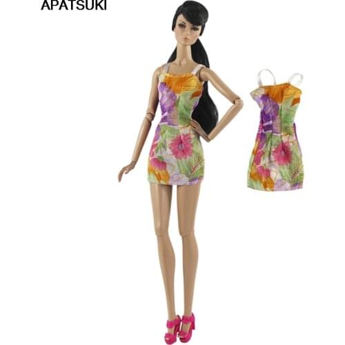 1/6 BJD Doll Clothes for Barbie Dolls Outfits Floral Evening Party Dresses for 1:6 Dollhouse Accessories Kid Toy Gifts