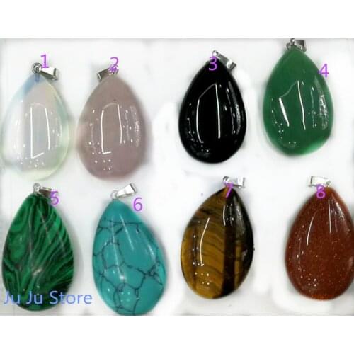 Popular water drop shape DIY Nice Stone Pendant Mixed Stone Necklace Pendant 2 pieces y1277