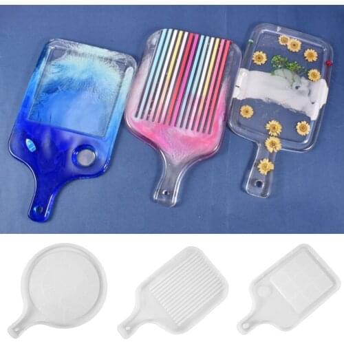 DIY Crystal Epoxy Silicone Mold Large Round Square fruit Handle Tray Silicone Tray Molds Coaster Handmade Resin Table Decor Mold