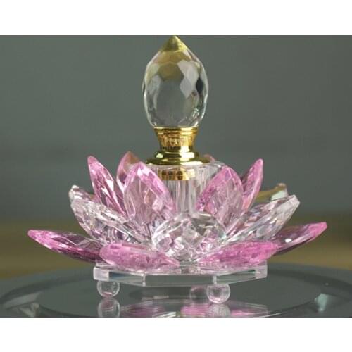 3ML Refillable Crystal Glass Lotus Flower Perfume Bottle Arttar Oil Scent Empty Glass Bottle Fragrance Container Gift Home Decor