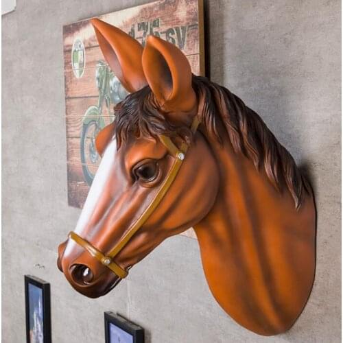 Sales Pure New arrival Fashion home wall decoration resin animal head gangnam wall mural zodiac horse