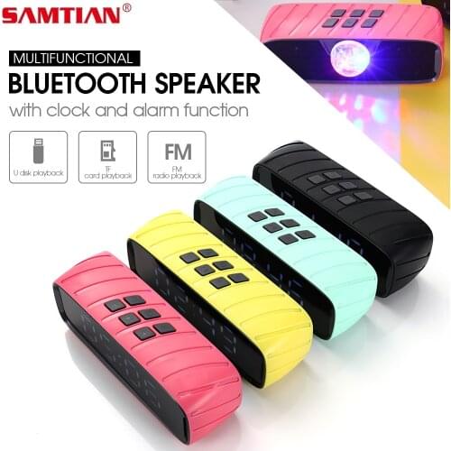 SAMTIAN Wireless Speakers Bluetooth 5.0 Sound Bar Stereo Surround Sound With Flashlight Supports FM MP3 Playing TF Card Speaker