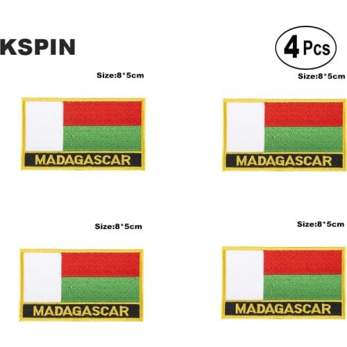Madagascar Rectangular Shape Flag Iron on Saw on Patches Embroidered Flag Patches National Flag Patches for Clothing