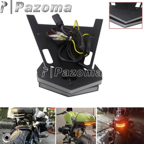 Motorcycle Tail light Fender Eliminator & Amber Turn Signal Lamps LED Tail Tidy Kit For BMW R NINE T License Plate Holder 14-19