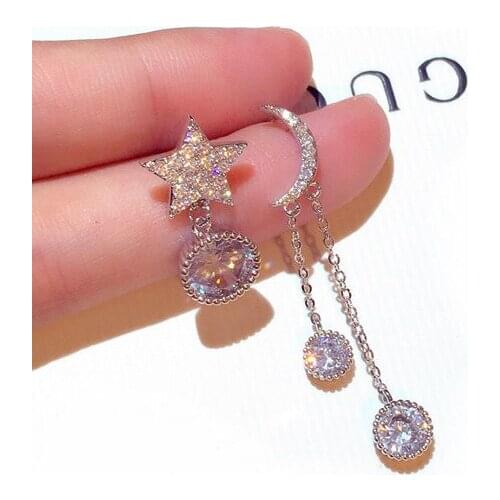 2020 New Moon Asymmetry Earrings for Women Wedding Bride Fashion Jewelry Gift