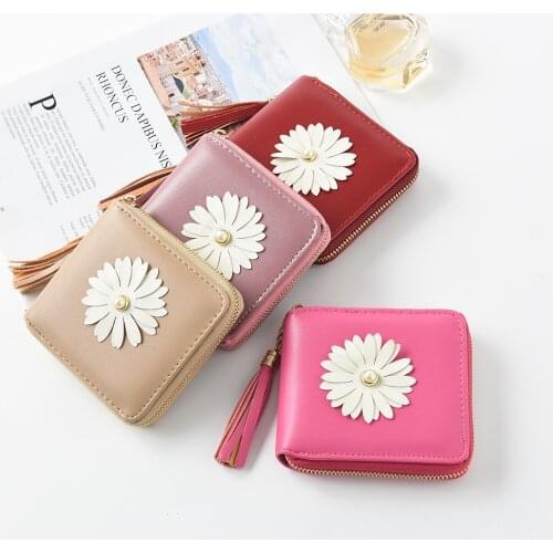 Womens Short Purse Fashionable Multicolored Embroidered Pearl Embedded Small Refreshing Personal Change Wallet