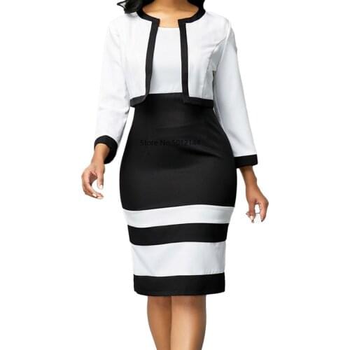 Summer Dress Women 2020 Casual Plus Size Slim Office Pencil Bodycon Autumn Dress Set Elegant Sexy Split Patchwork Party Dress