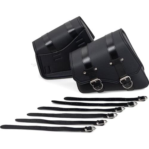 1 Pair Black Motorcycle Saddlebags Throw Under Seat Side Tools Bag Pouch for Harley Cruiser Motorbike