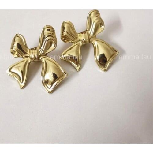 1Pc Bowknot Brass Forged Cabinet Doors Handle Solid Copper Golden Drawer Wardrobe Cupboard Pulls Furniture Single Hole Handles