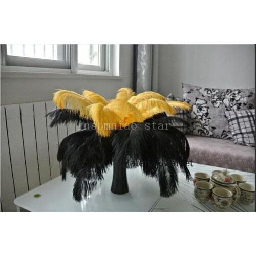 100pcs small pole 100% natural Ostrich Feather 15-75CM/6-30Inch dyed champagne gold for party headdress clothing accessories