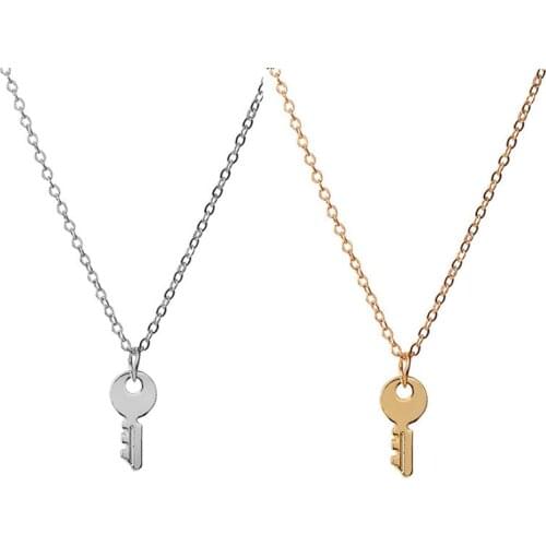 2 Color Fashion Jewelry Love Key Pendant Necklace Popular Creative MINI Key Lock Sweater Chain Necklaces