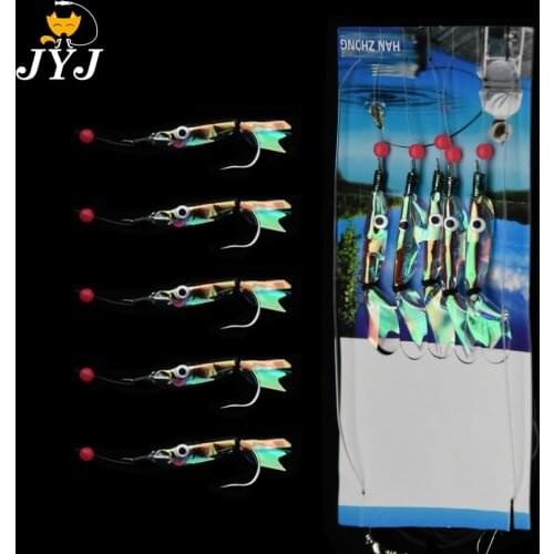 2 packs 5 arms artificial fish sabiki rigs hooks saltwater soft fishing lure tackle for sea de pesca ,fishing sabiki skin bait