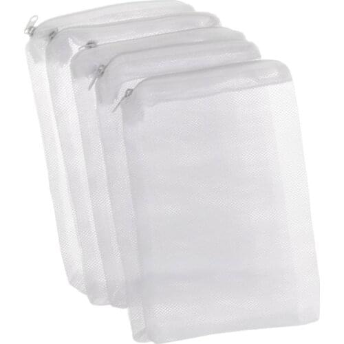 2020 New 5 Pcs/Set Aquarium Filter Bag Fish Tank Mesh Bag Zipper Net Pond For Bio Ball Active Carbon Isolation Storage 5 Sizes