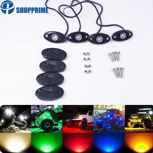 4 Pcs Universal 9W LED Rock Light Flood Beam LED Light 12V 24V 4x4 Under Body Trail Rig Light SUV ATV Boat Car Decorative Light