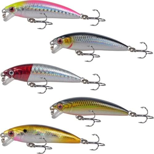 5pcs Minnow Fishing Lure 6cm 5.5g Aritificial Japan Wobblers Crankbait Hard Bait Feather Minnow Fishing Plastic Baits Pesca Isca